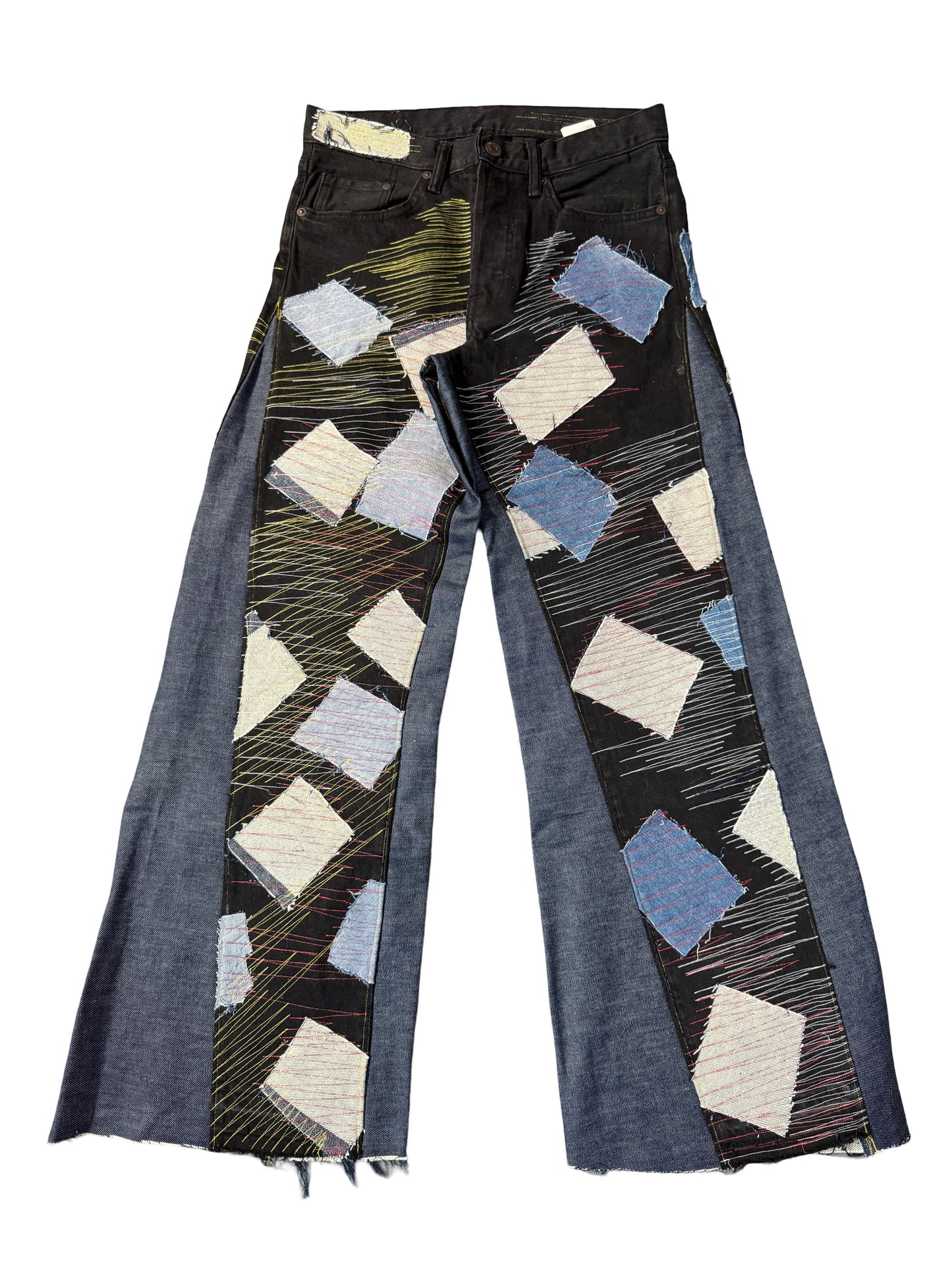 WIDE FLARE STITCHWORK DENIM