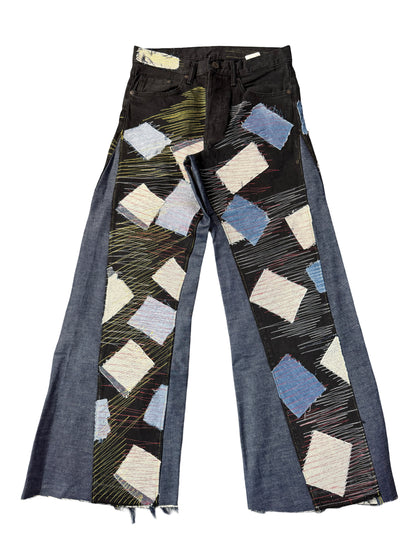 WIDE FLARE STITCHWORK DENIM
