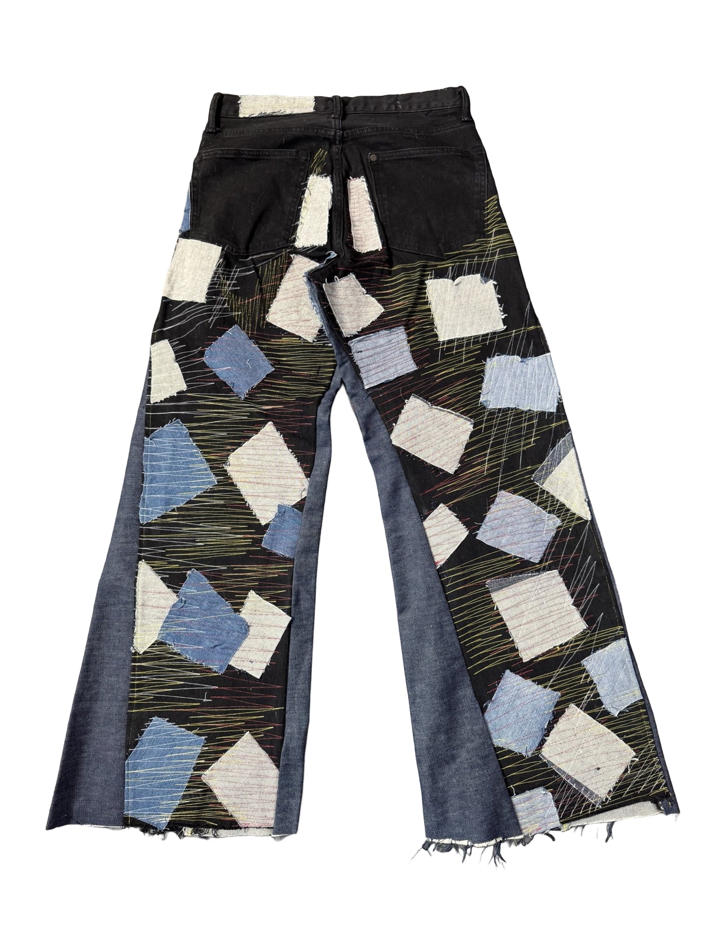 WIDE FLARE STITCHWORK DENIM