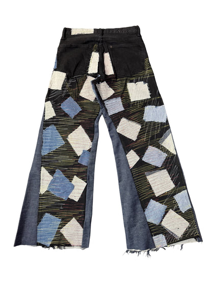 WIDE FLARE STITCHWORK DENIM