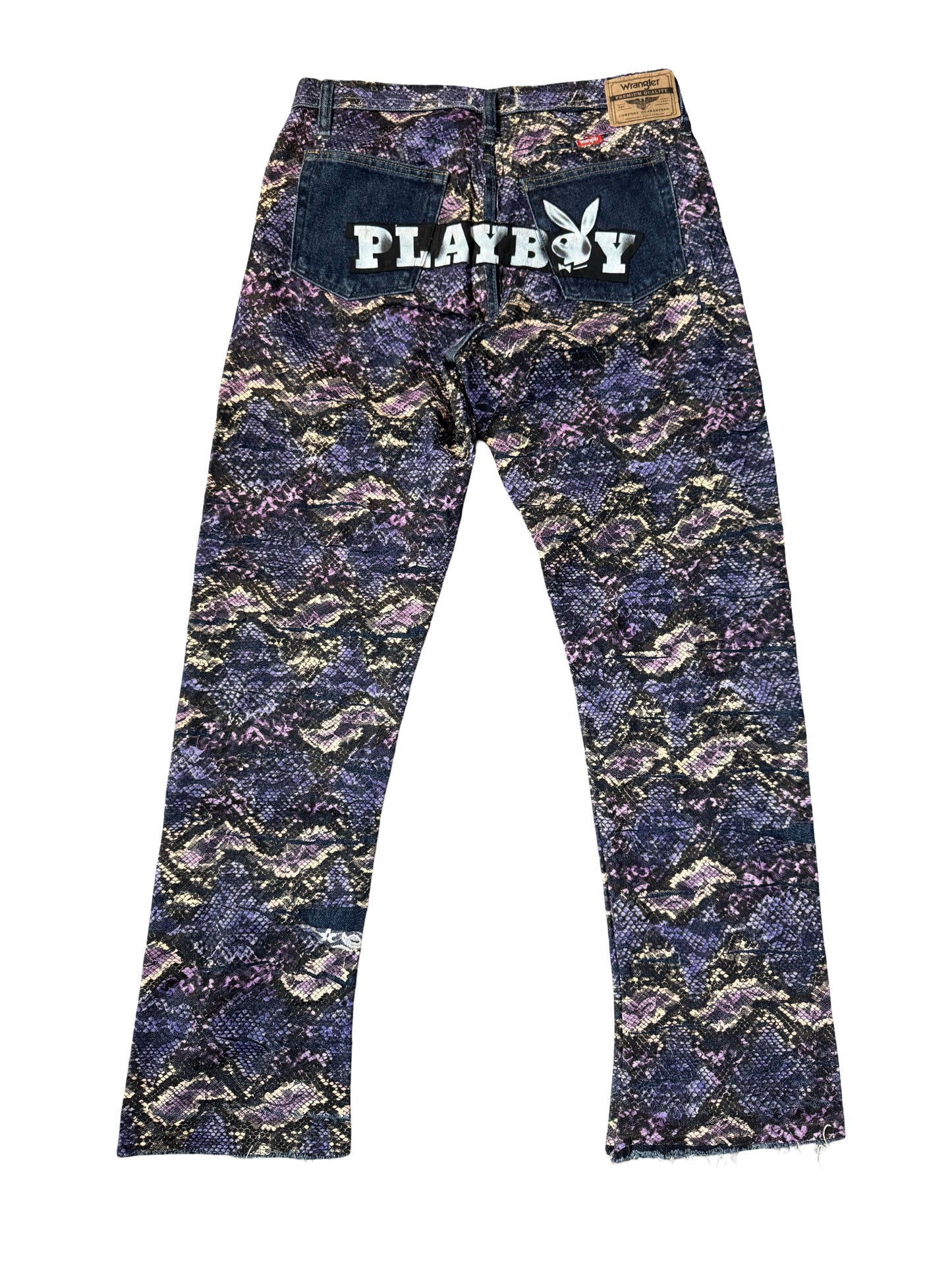 SNAKESKIN LACE DENIM