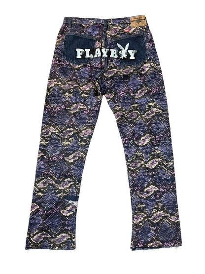 SNAKESKIN LACE DENIM